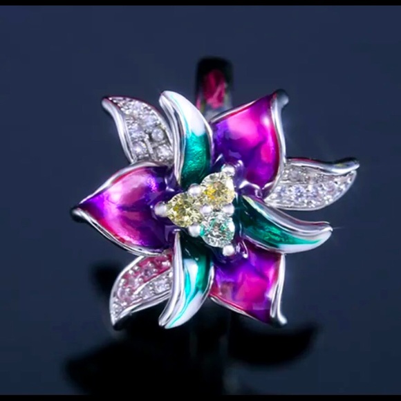 🤩 Last One 🤩Gorgeous Flower .925 Silver Ring - Picture 5 of 7